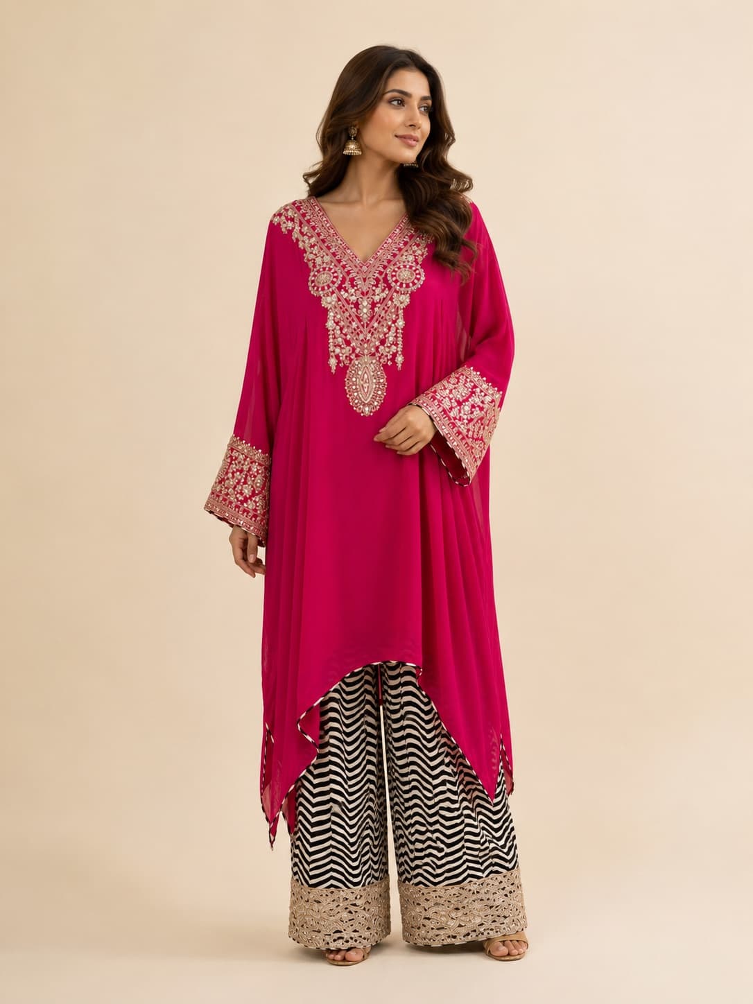 Fuchsia embroidered Sharara set from the Noordeep Sharara-Gharara edit